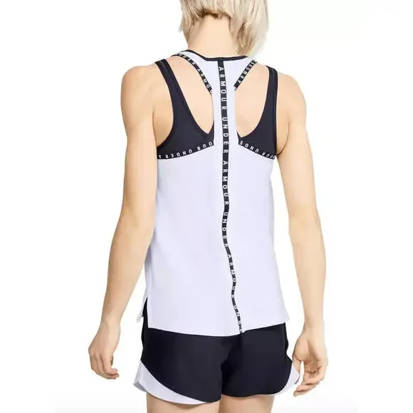 New Under Armour Women's White Knockout Racerback Training Tank Top, Size: Small - Picture 3 of 3